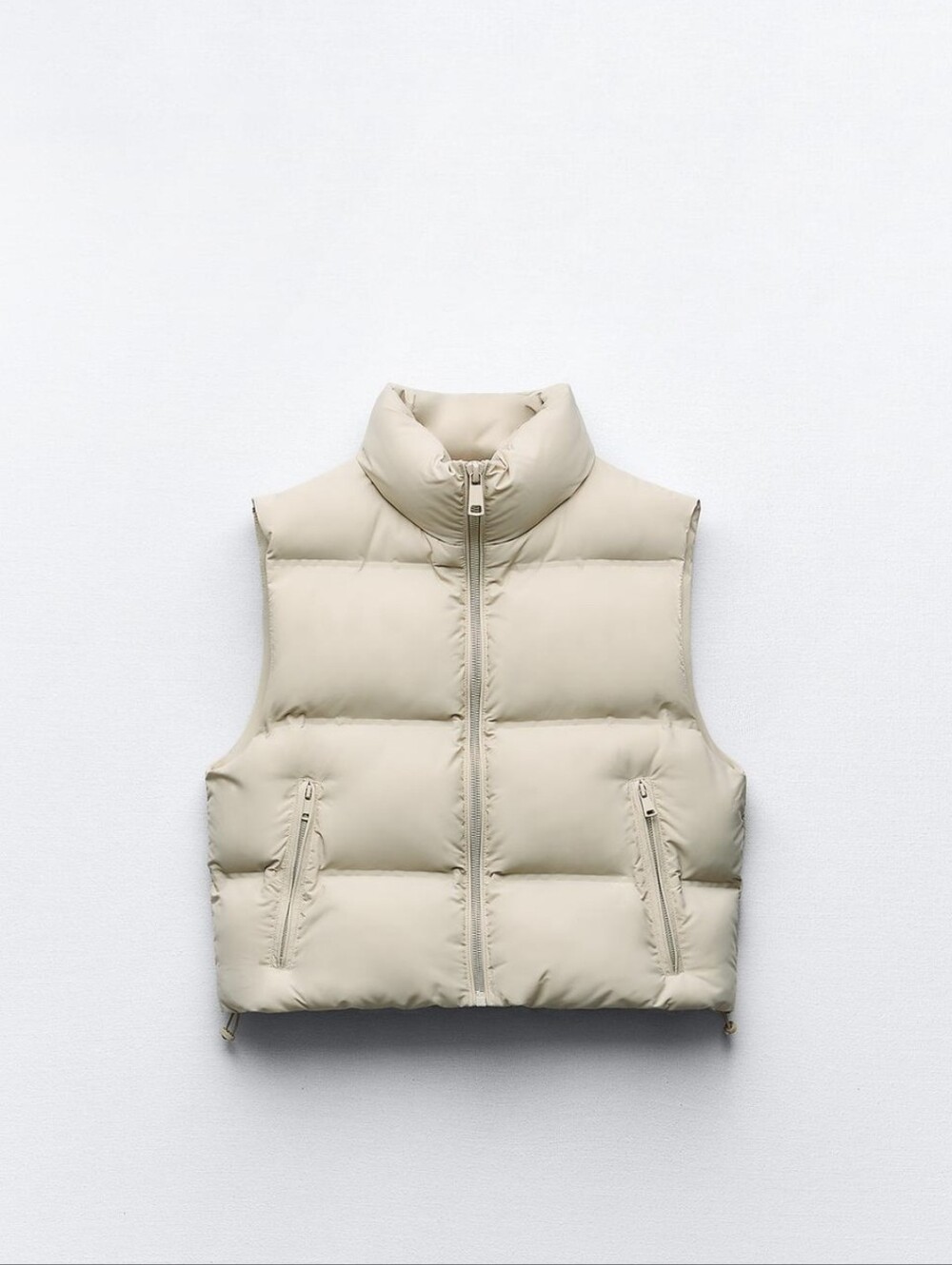 Zara Light Gray Quilted Puffer Vest